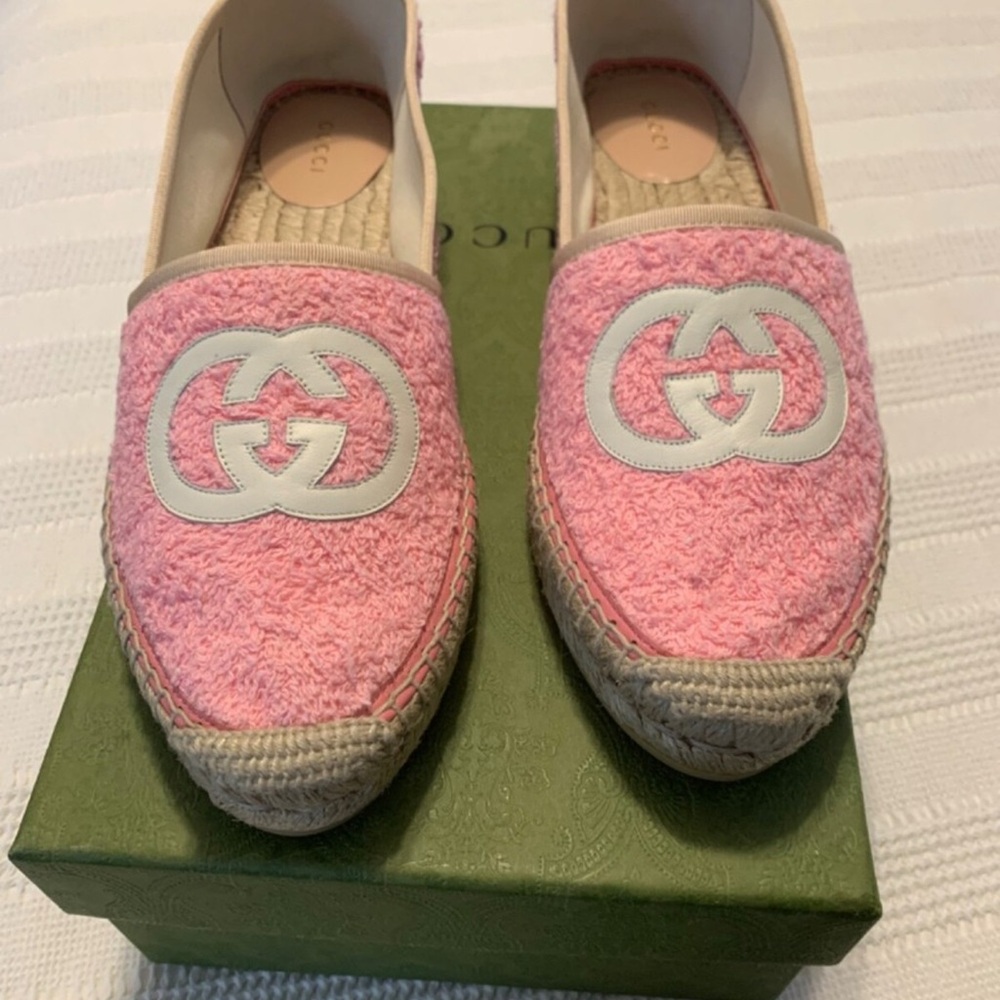 Gucci Interlocking G Terry Cloth Espadrilles EU39 US8.5 Pink; Full inclusion - Picture 8 of 16